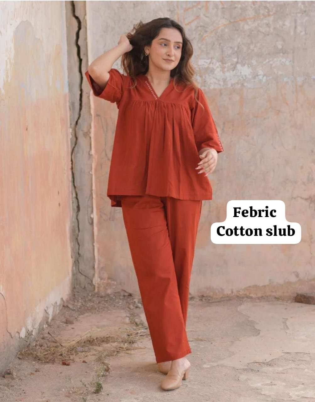 Cotton Slub Coord Set with Pockets
